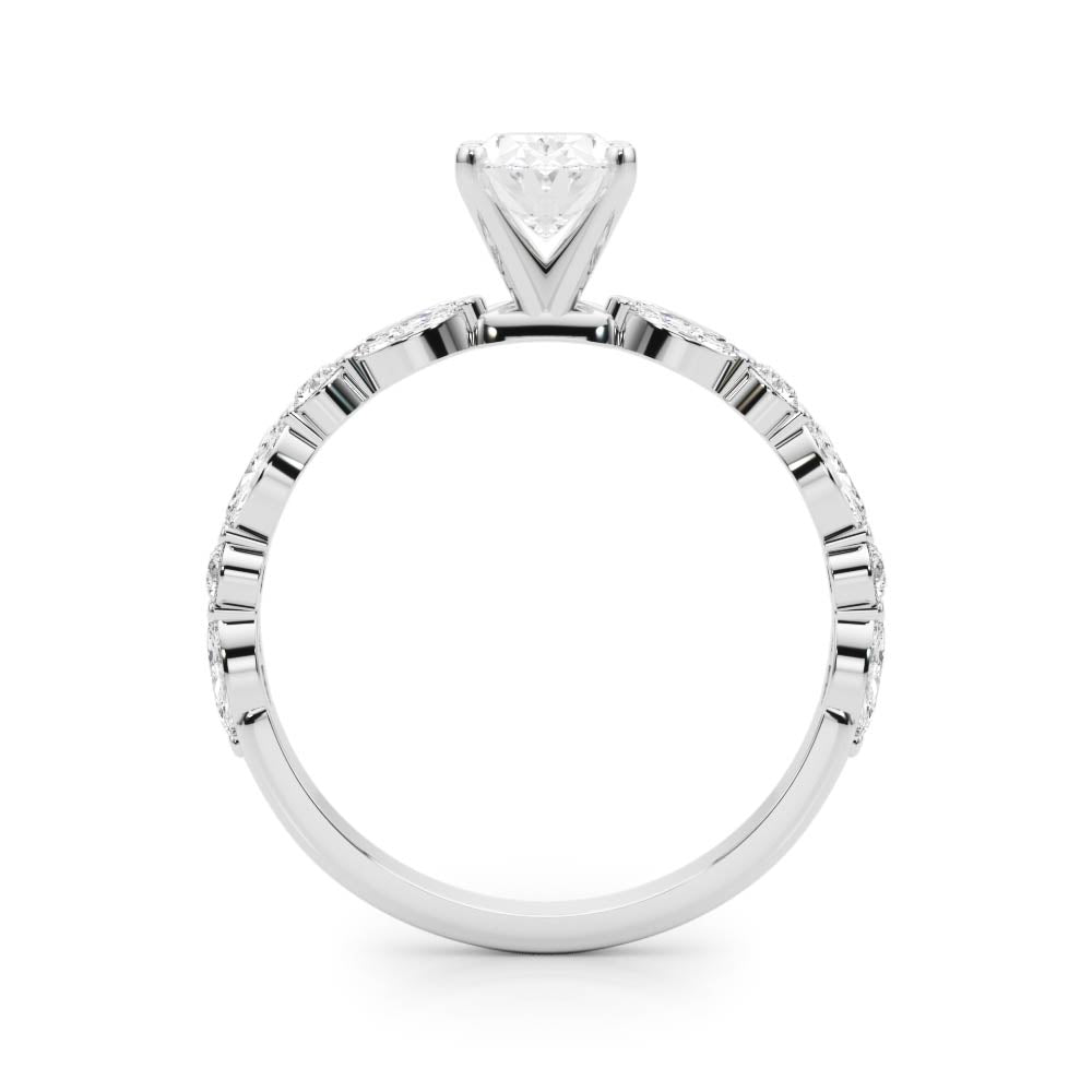 LUX-85225 Marquise And Round Brilliant Cut Floating Diamond Engagment Ring Luxury Diamonds