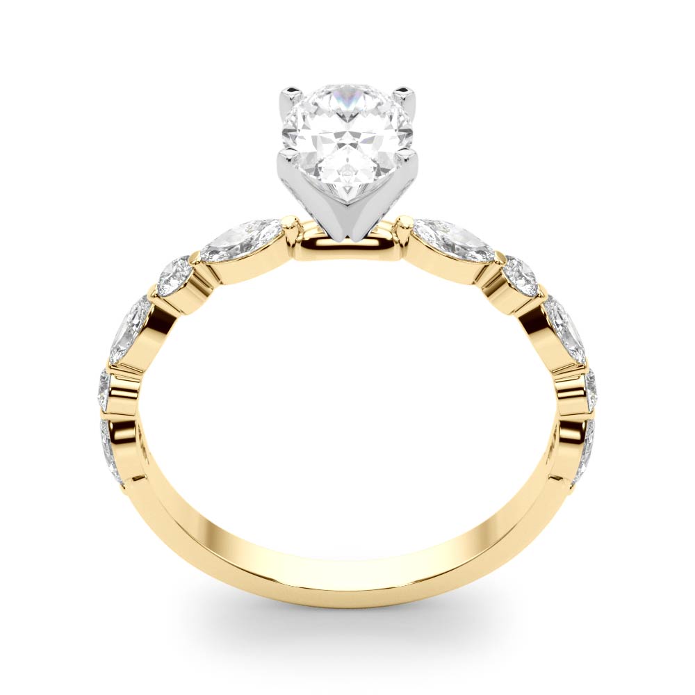 LUX-85225 Marquise And Round Brilliant Cut Floating Diamond Engagment Ring Luxury Diamonds