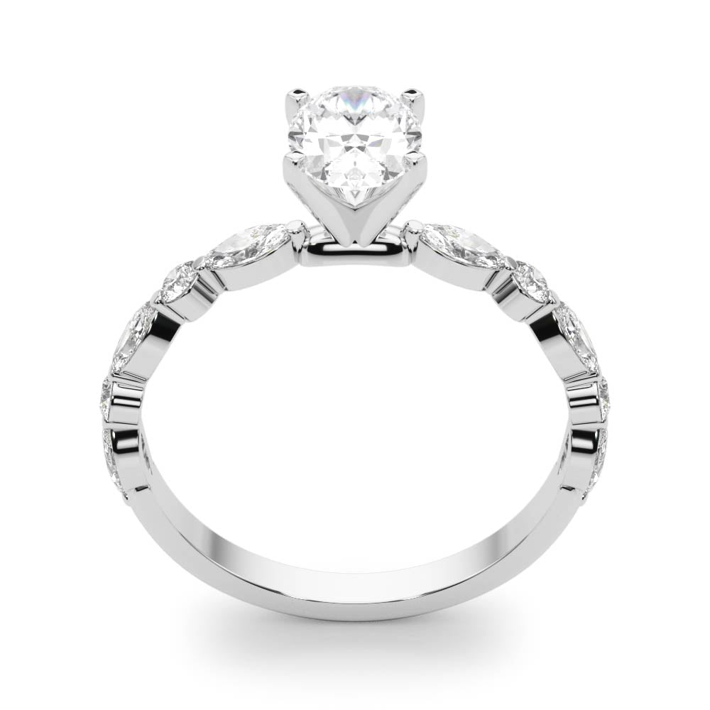 LUX-85225 Marquise And Round Brilliant Cut Floating Diamond Engagment Ring Luxury Diamonds