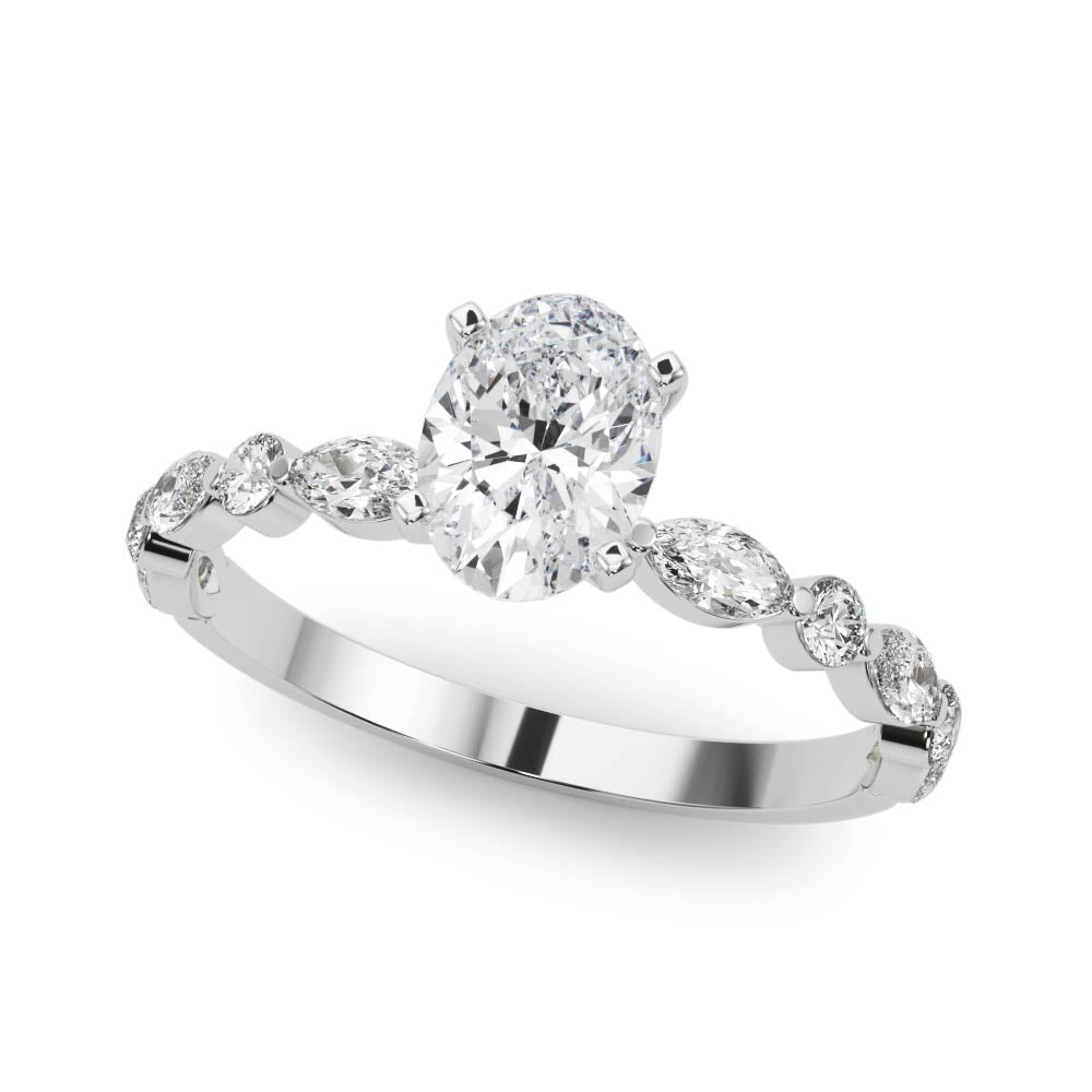 LUX-85225 Marquise And Round Brilliant Cut Floating Diamond Engagment Ring Luxury Diamonds