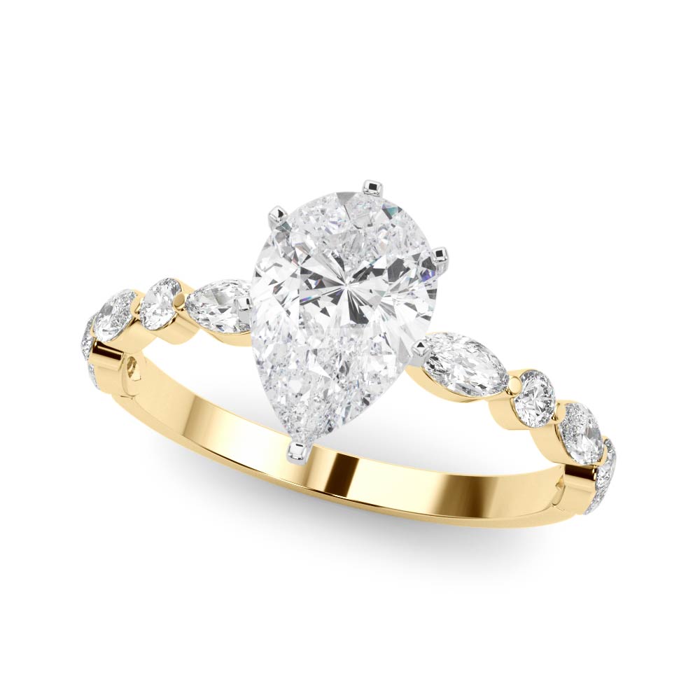 LUX-85225 Marquise And Round Brilliant Cut Floating Diamond Engagment Ring Luxury Diamonds