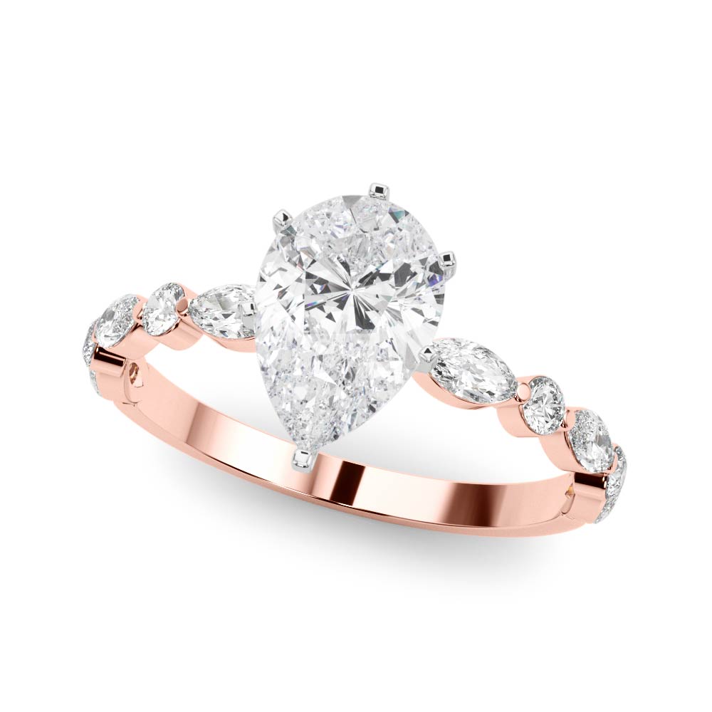LUX-85225 Marquise And Round Brilliant Cut Floating Diamond Engagment Ring Luxury Diamonds