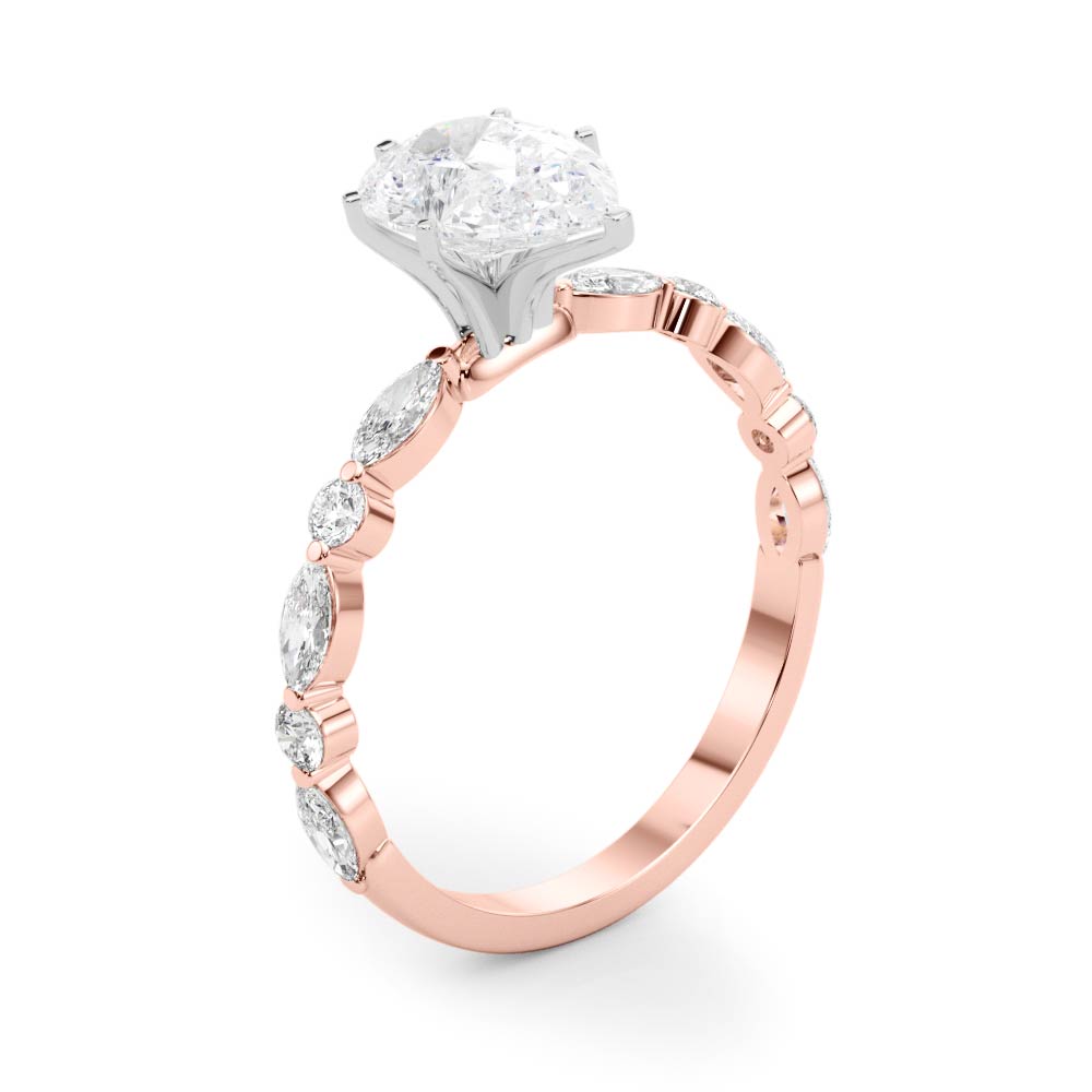LUX-85225 Marquise And Round Brilliant Cut Floating Diamond Engagment Ring Luxury Diamonds