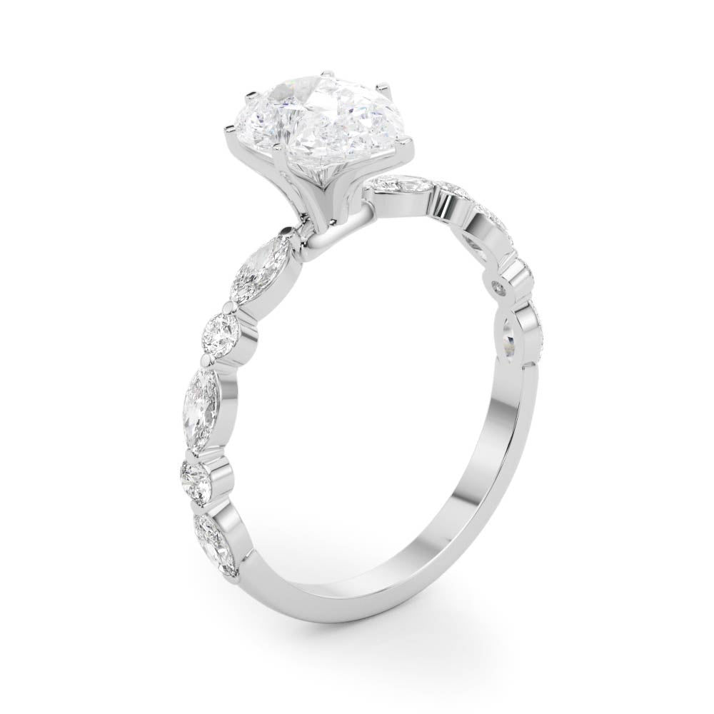 LUX-85225 Marquise And Round Brilliant Cut Floating Diamond Engagment Ring Luxury Diamonds