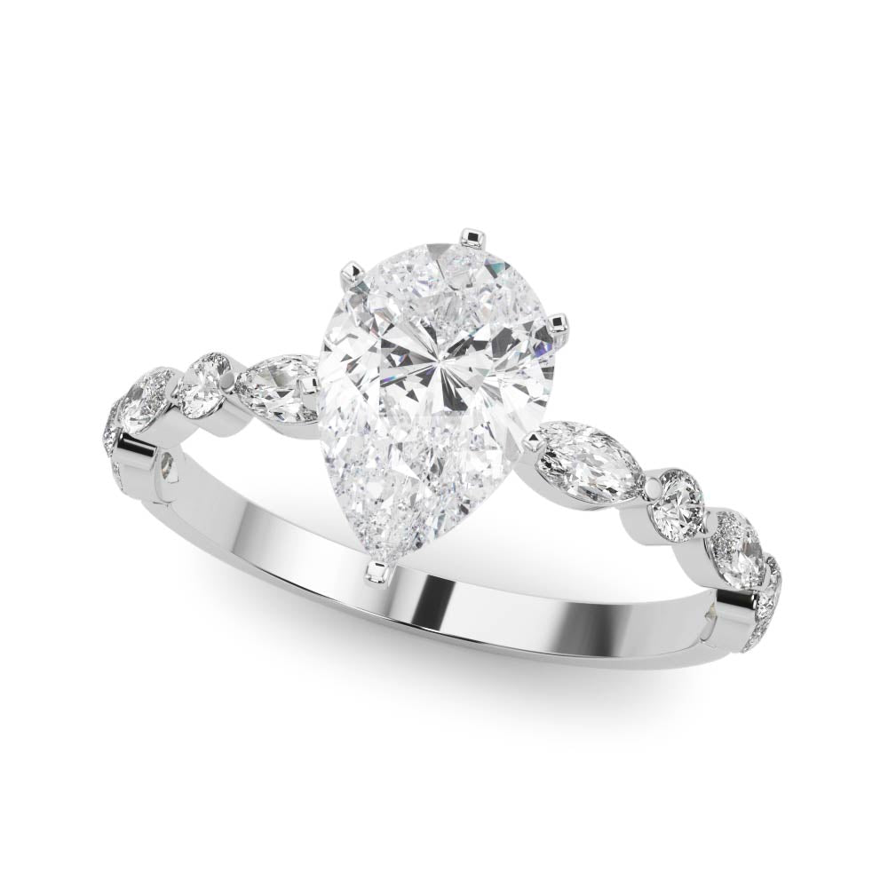 LUX-85225 Marquise And Round Brilliant Cut Floating Diamond Engagment Ring Luxury Diamonds
