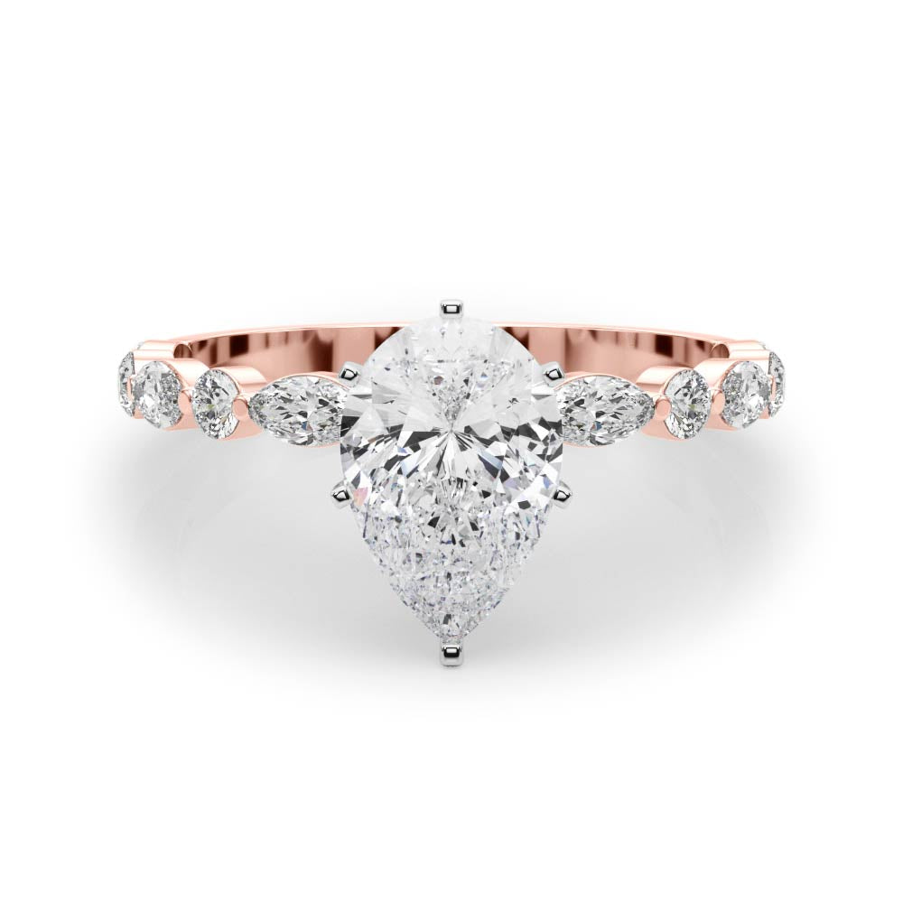 LUX-85225 Marquise And Round Brilliant Cut Floating Diamond Engagment Ring Luxury Diamonds