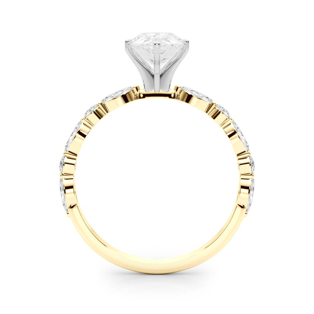 LUX-85225 Marquise And Round Brilliant Cut Floating Diamond Engagment Ring Luxury Diamonds