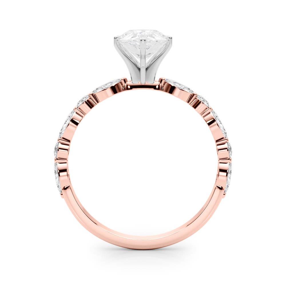 LUX-85225 Marquise And Round Brilliant Cut Floating Diamond Engagment Ring Luxury Diamonds