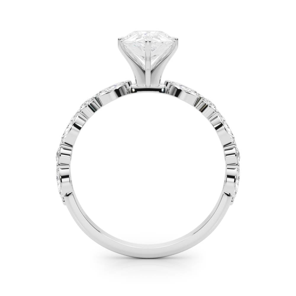 LUX-85225 Marquise And Round Brilliant Cut Floating Diamond Engagment Ring Luxury Diamonds
