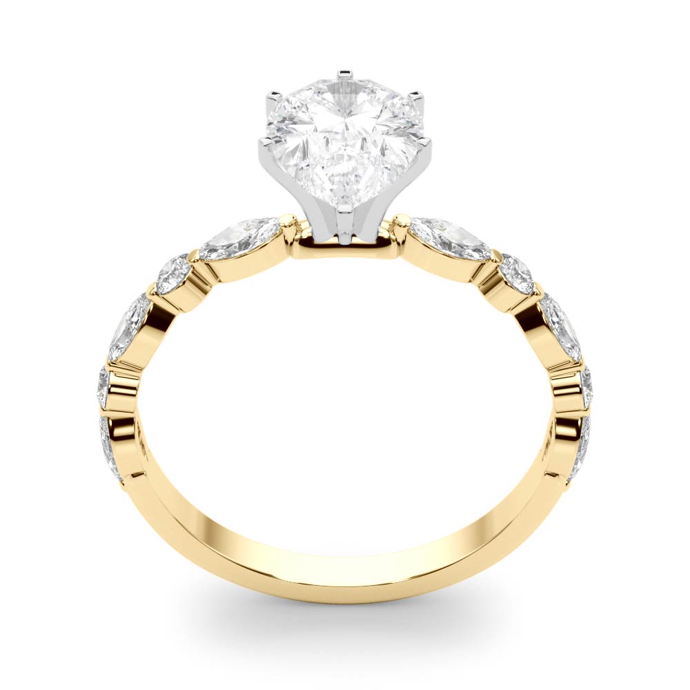 LUX-85225 Marquise And Round Brilliant Cut Floating Diamond Engagment Ring Luxury Diamonds