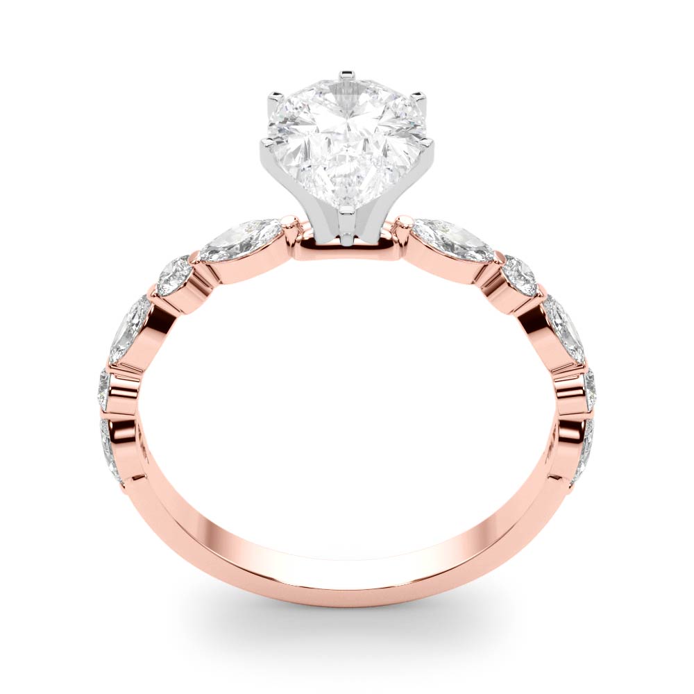 LUX-85225 Marquise And Round Brilliant Cut Floating Diamond Engagment Ring Luxury Diamonds