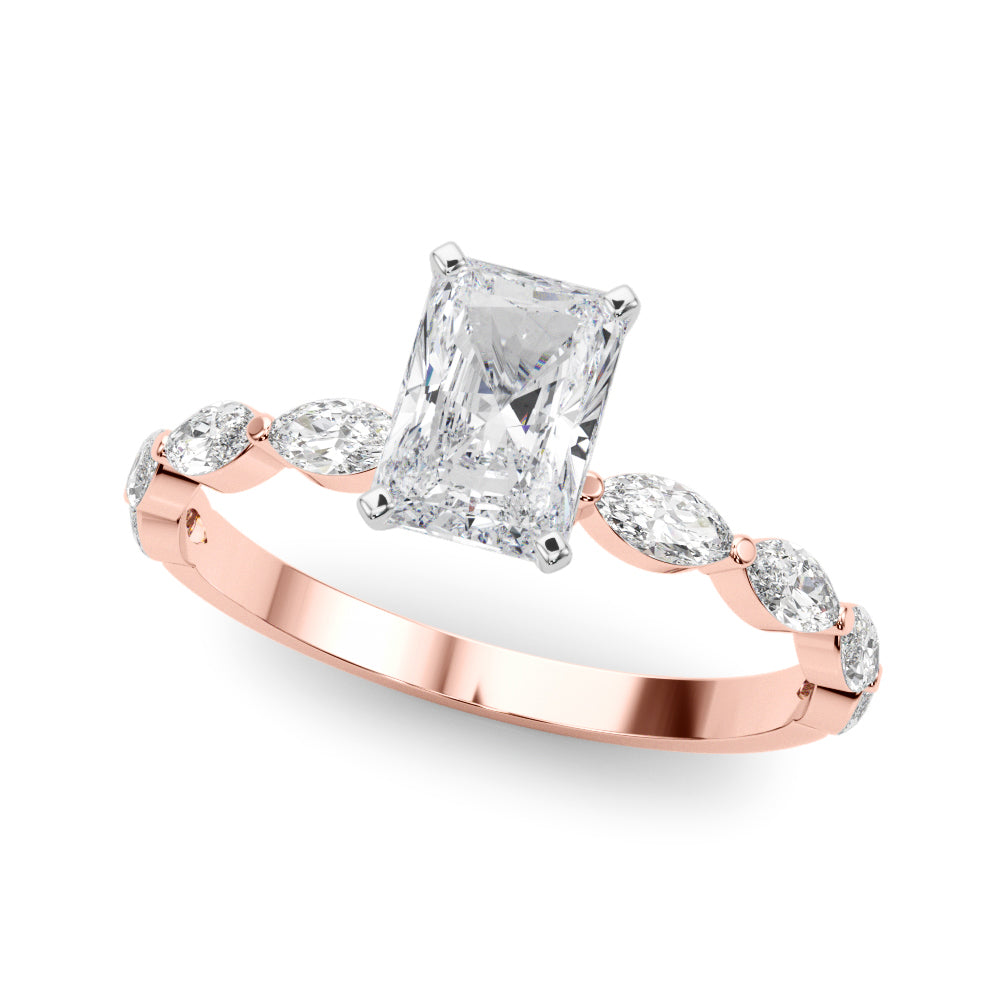 LUX-85225 Marquise And Round Brilliant Cut Floating Diamond Engagment Ring Luxury Diamonds