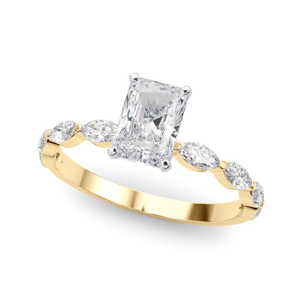 LUX-85225 Marquise And Round Brilliant Cut Floating Diamond Engagment Ring Luxury Diamonds