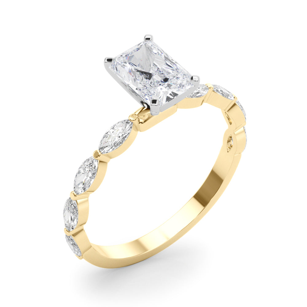 LUX-85225 Marquise And Round Brilliant Cut Floating Diamond Engagment Ring Luxury Diamonds