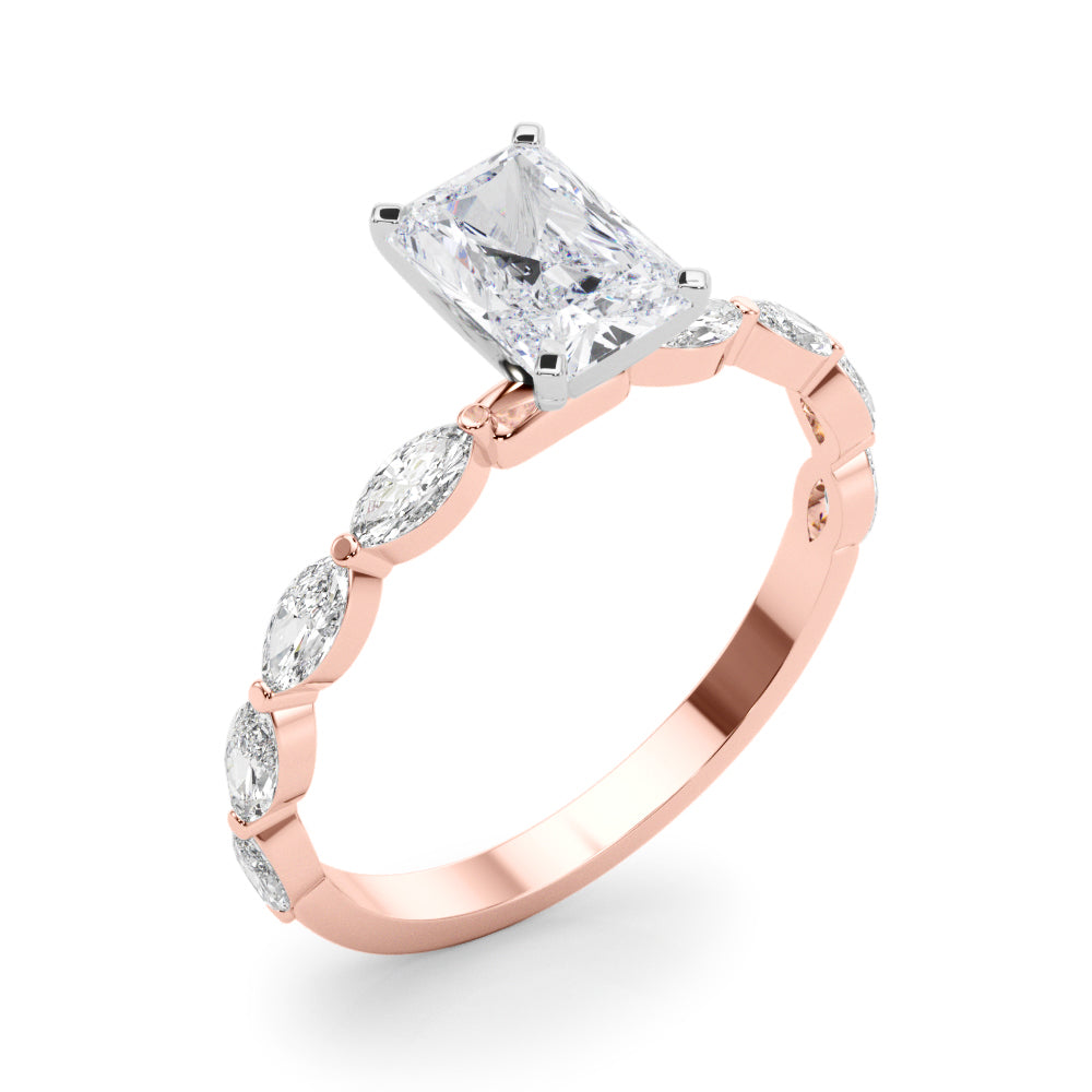 LUX-85225 Marquise And Round Brilliant Cut Floating Diamond Engagment Ring Luxury Diamonds