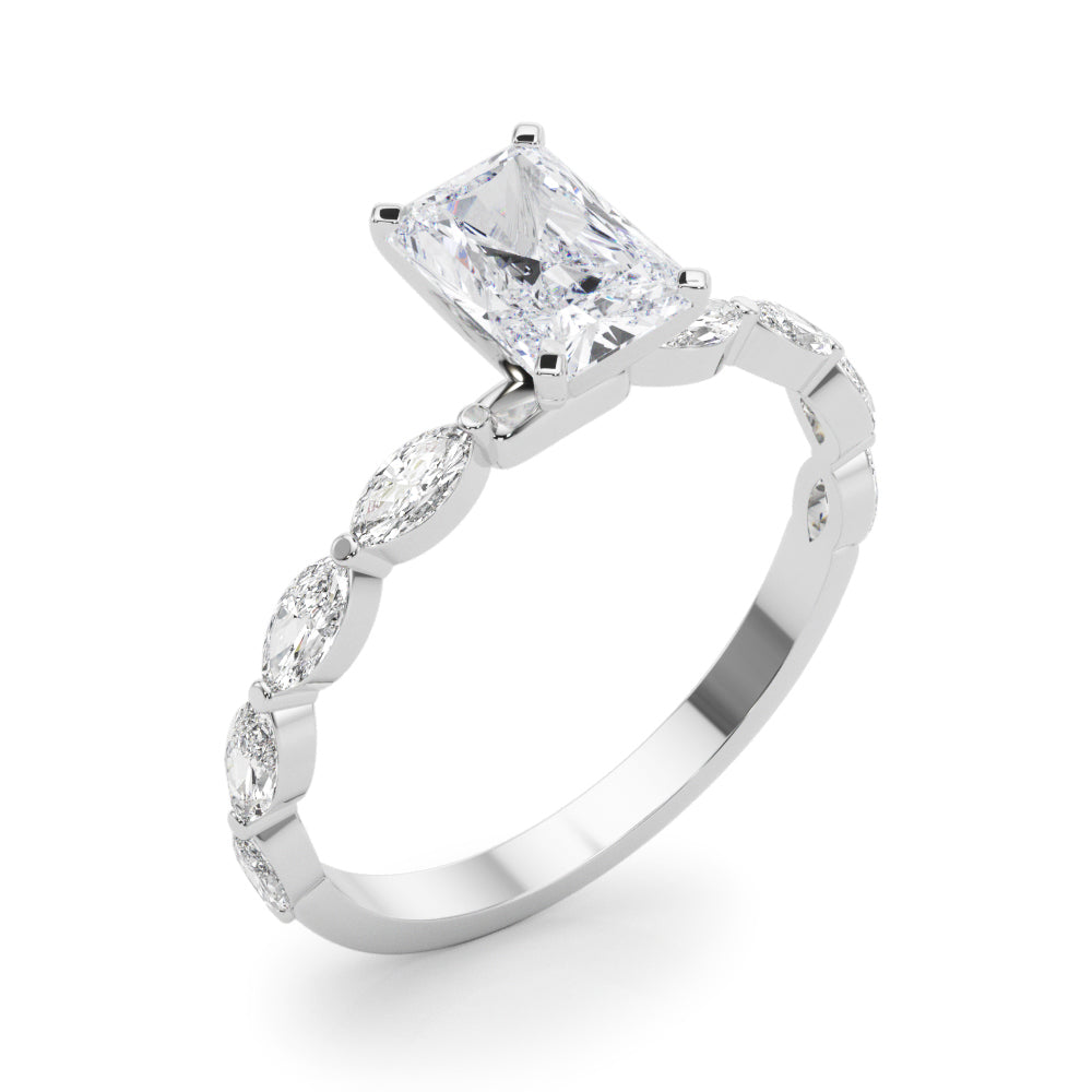 LUX-85225 Marquise And Round Brilliant Cut Floating Diamond Engagment Ring Luxury Diamonds