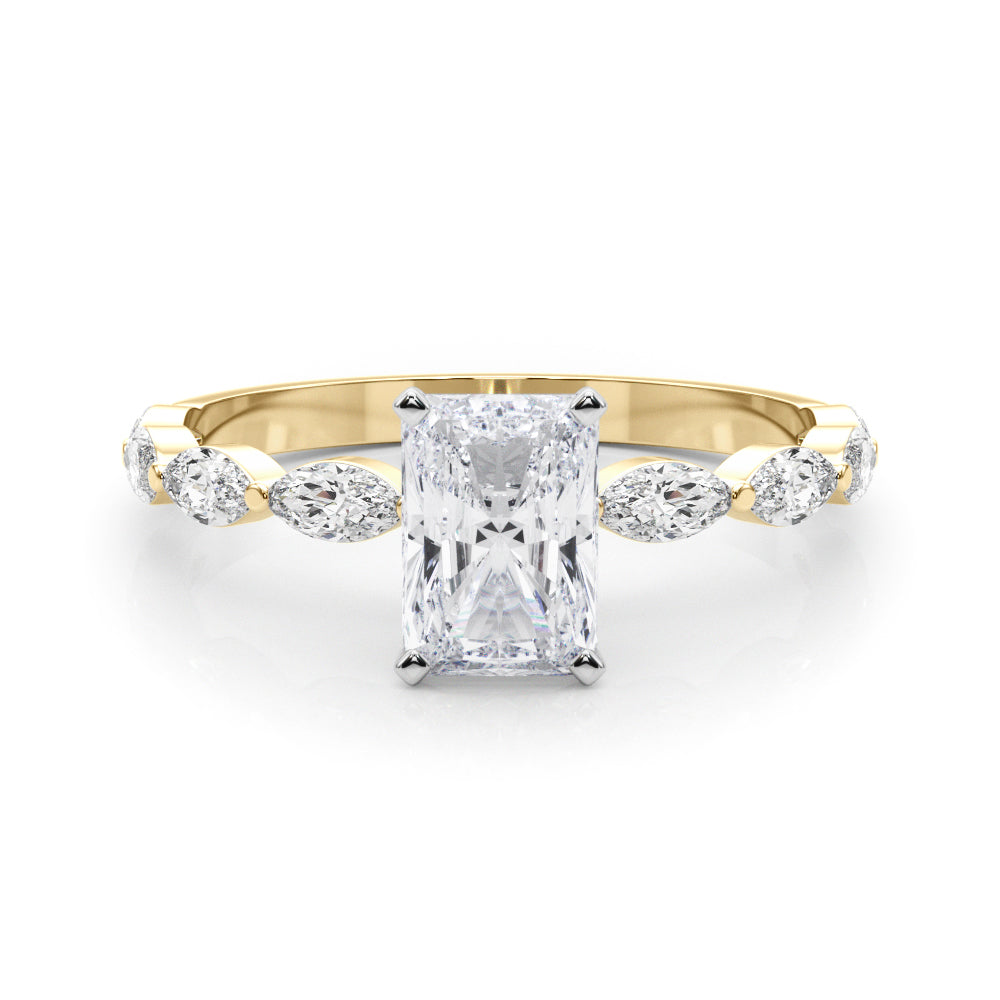 LUX-85225 Marquise And Round Brilliant Cut Floating Diamond Engagment Ring Luxury Diamonds