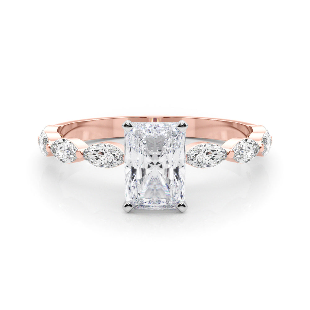 LUX-85225 Marquise And Round Brilliant Cut Floating Diamond Engagment Ring Luxury Diamonds