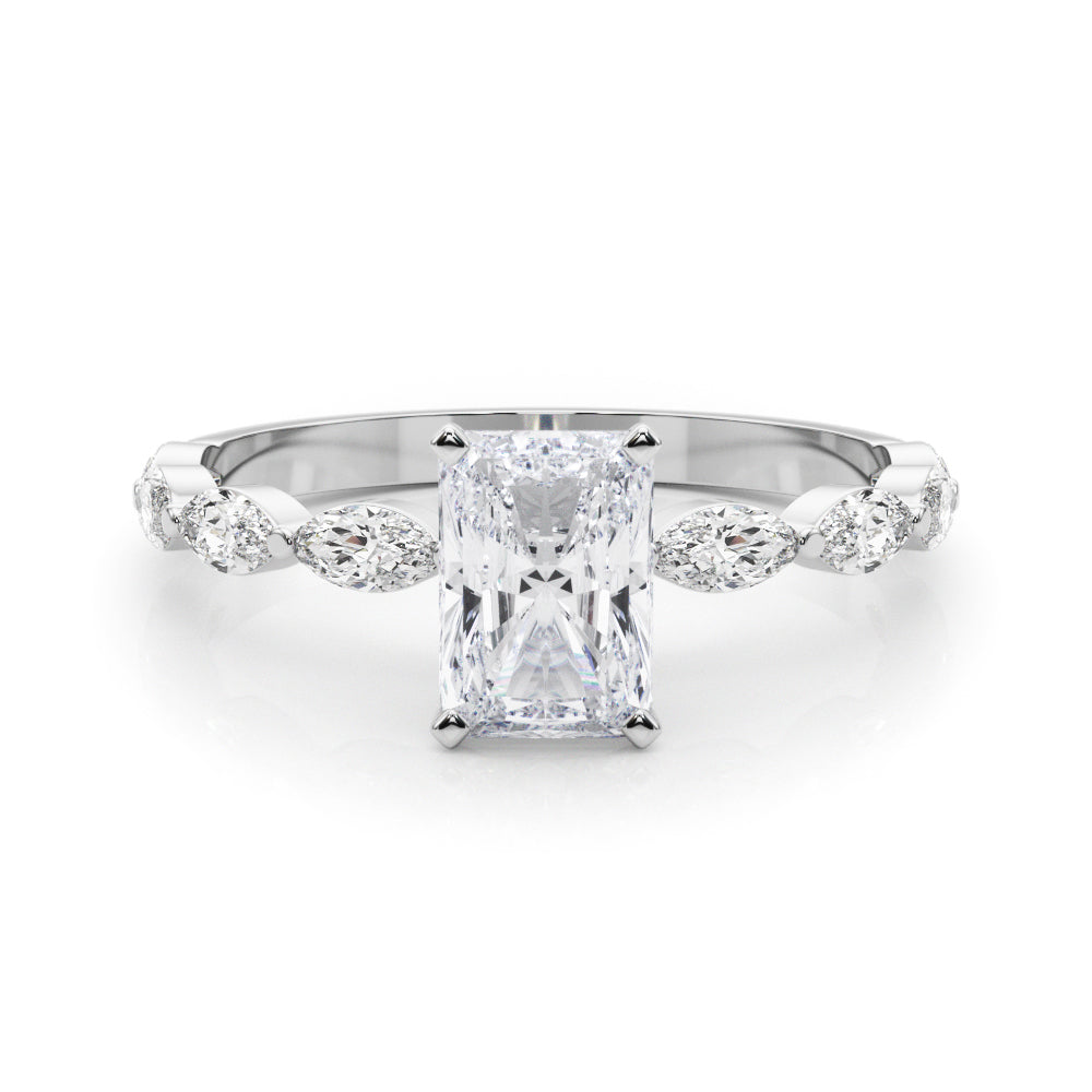LUX-85225 Marquise And Round Brilliant Cut Floating Diamond Engagment Ring Luxury Diamonds