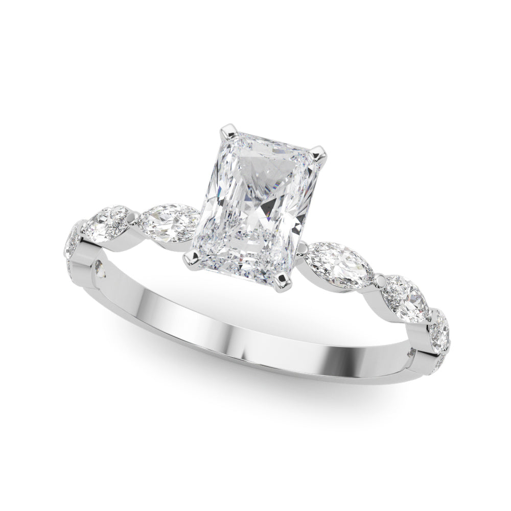 LUX-85225 Marquise And Round Brilliant Cut Floating Diamond Engagment Ring Luxury Diamonds