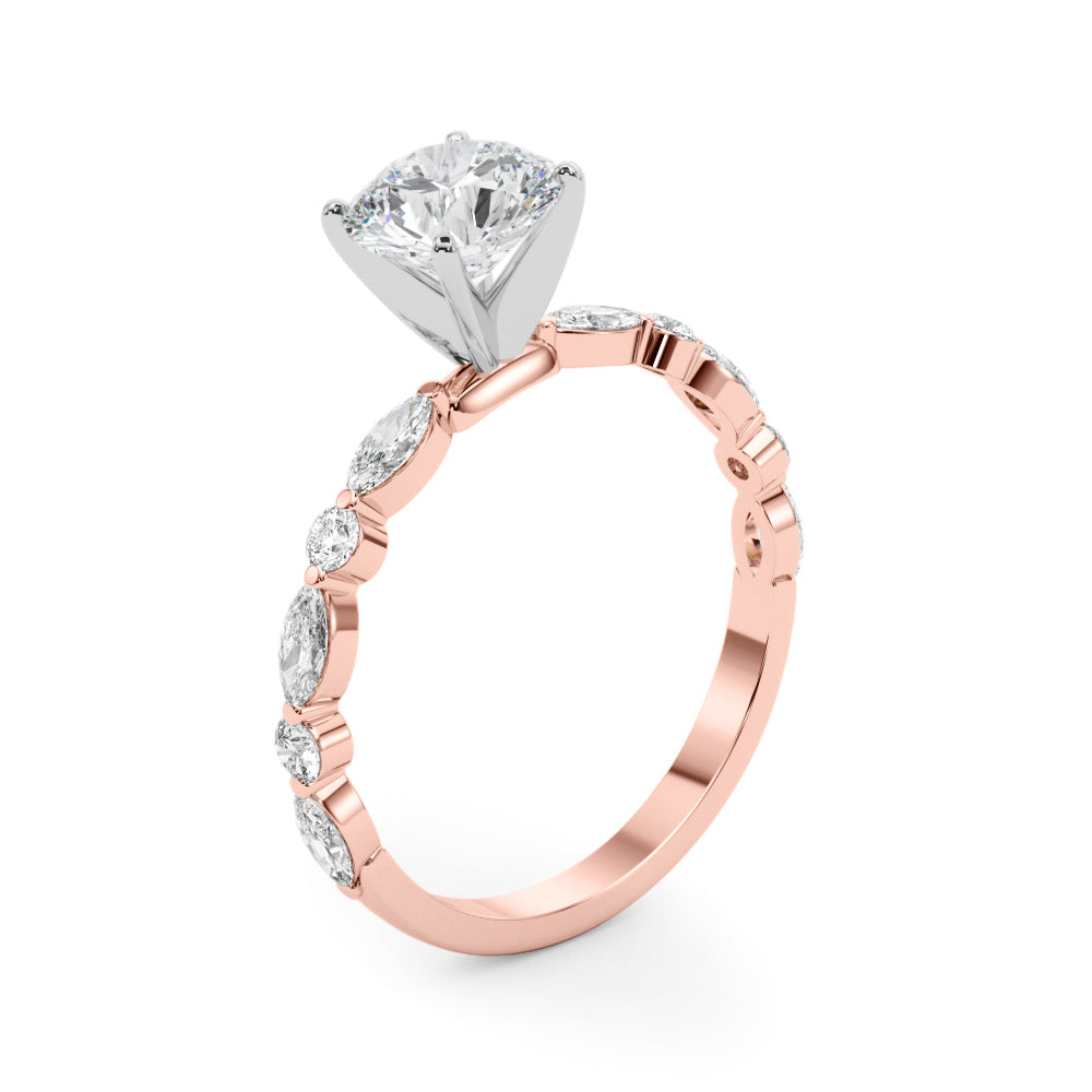 LUX-85225 Marquise And Round Brilliant Cut Floating Diamond Engagment Ring Luxury Diamonds