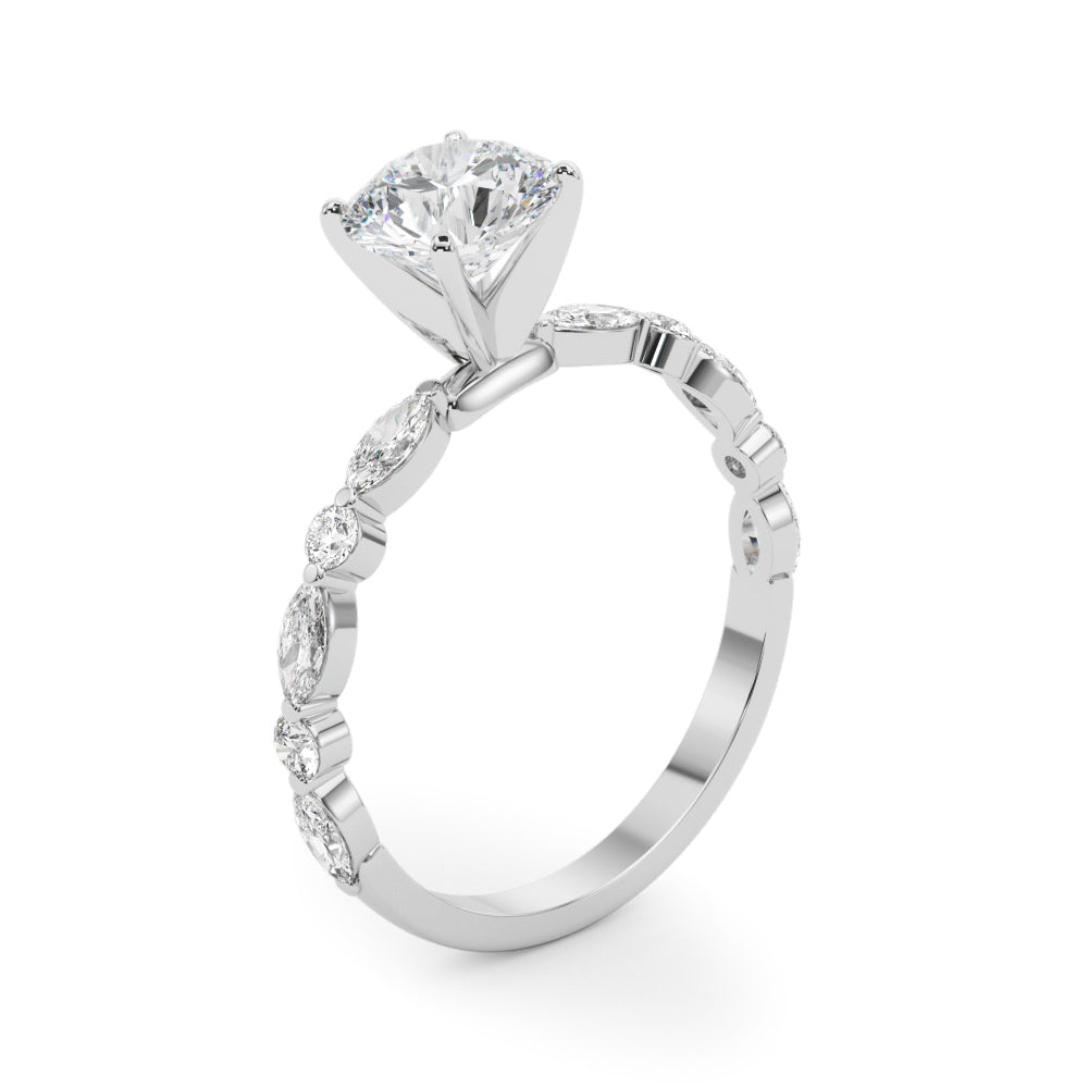 LUX-85225 Marquise And Round Brilliant Cut Floating Diamond Engagment Ring Luxury Diamonds