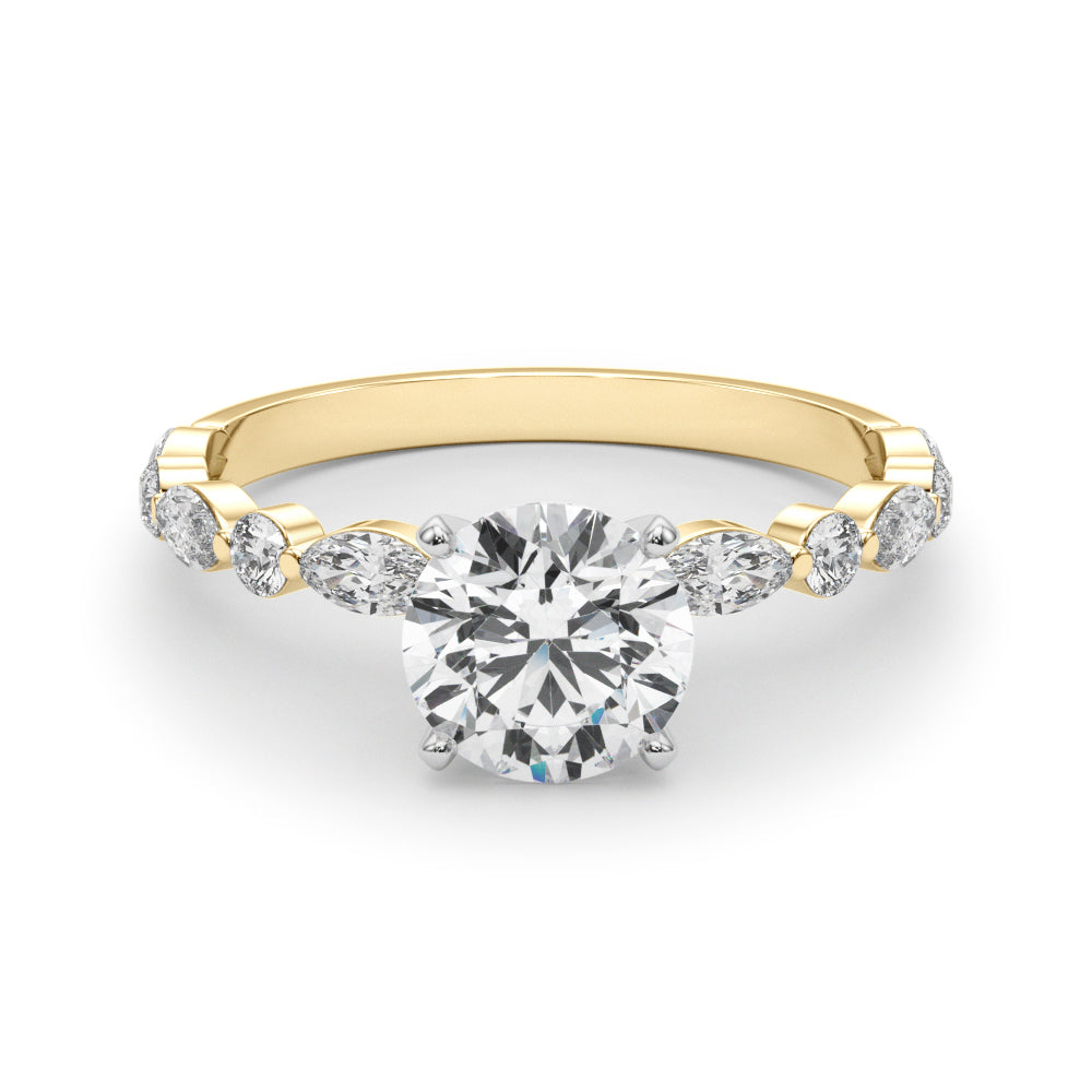 LUX-85225 Marquise And Round Brilliant Cut Floating Diamond Engagment Ring Luxury Diamonds