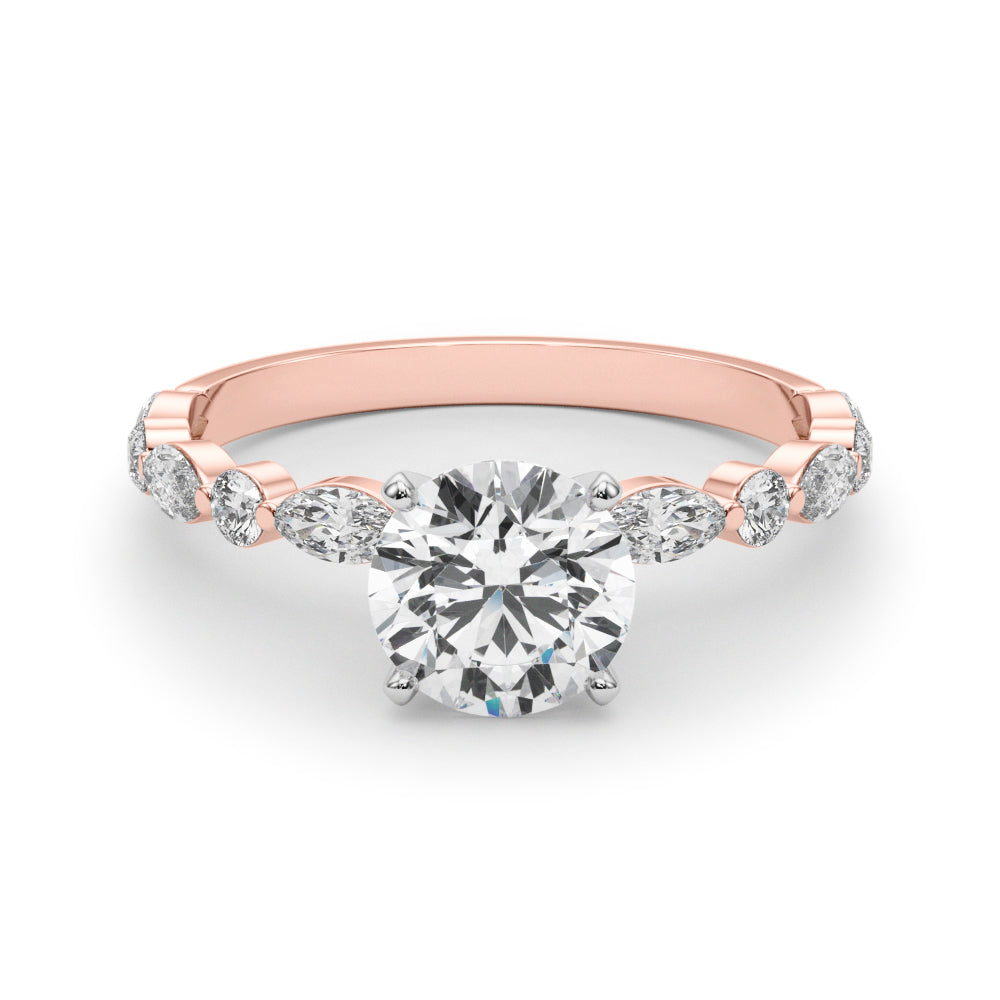 LUX-85225 Marquise And Round Brilliant Cut Floating Diamond Engagment Ring Luxury Diamonds