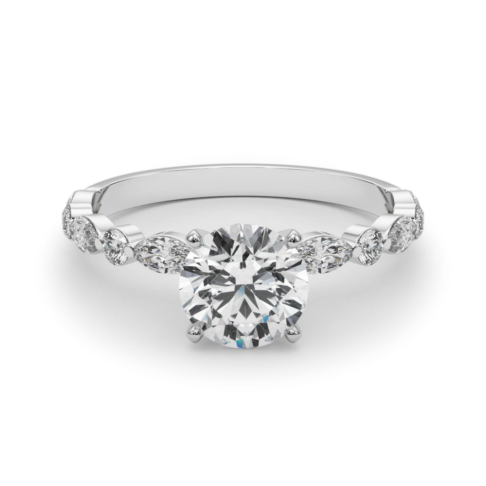 LUX-85225 Marquise And Round Brilliant Cut Floating Diamond Engagment Ring Luxury Diamonds