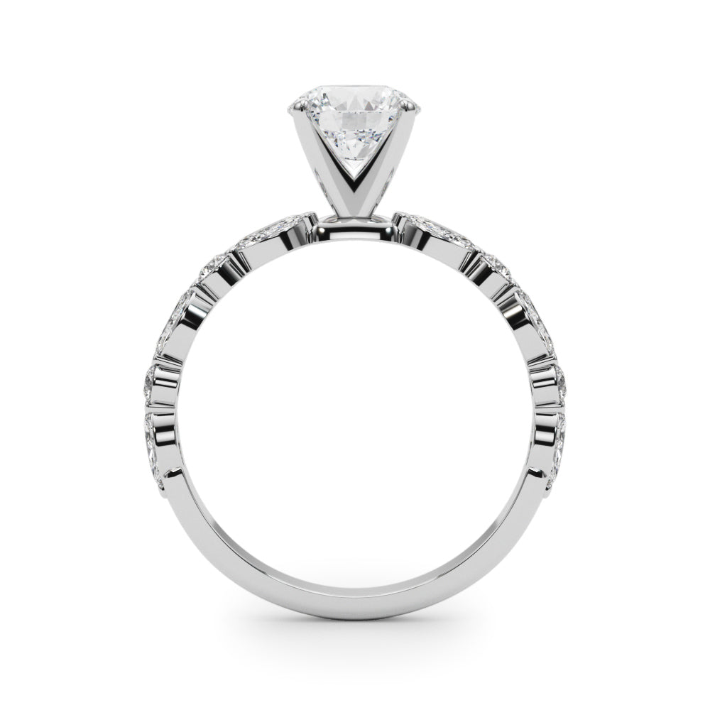 LUX-85225 Marquise And Round Brilliant Cut Floating Diamond Engagment Ring Luxury Diamonds