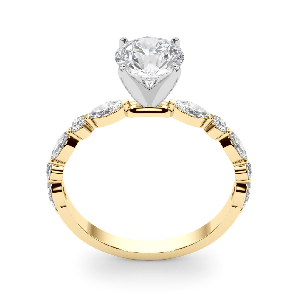 LUX-85225 Marquise And Round Brilliant Cut Floating Diamond Engagment Ring Luxury Diamonds
