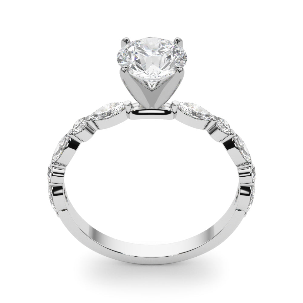 LUX-85225 Marquise And Round Brilliant Cut Floating Diamond Engagment Ring Luxury Diamonds