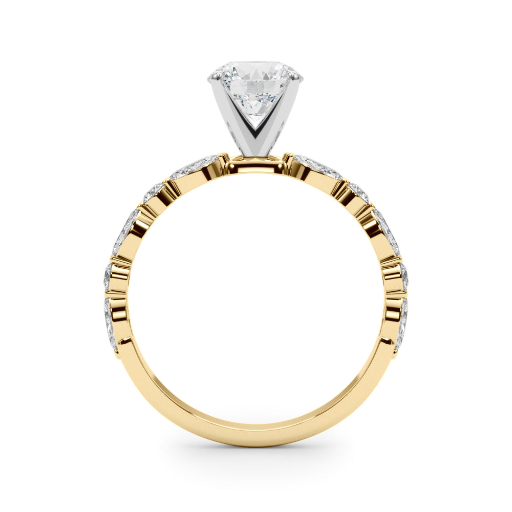 LUX-85225 Marquise And Round Brilliant Cut Floating Diamond Engagment Ring Luxury Diamonds