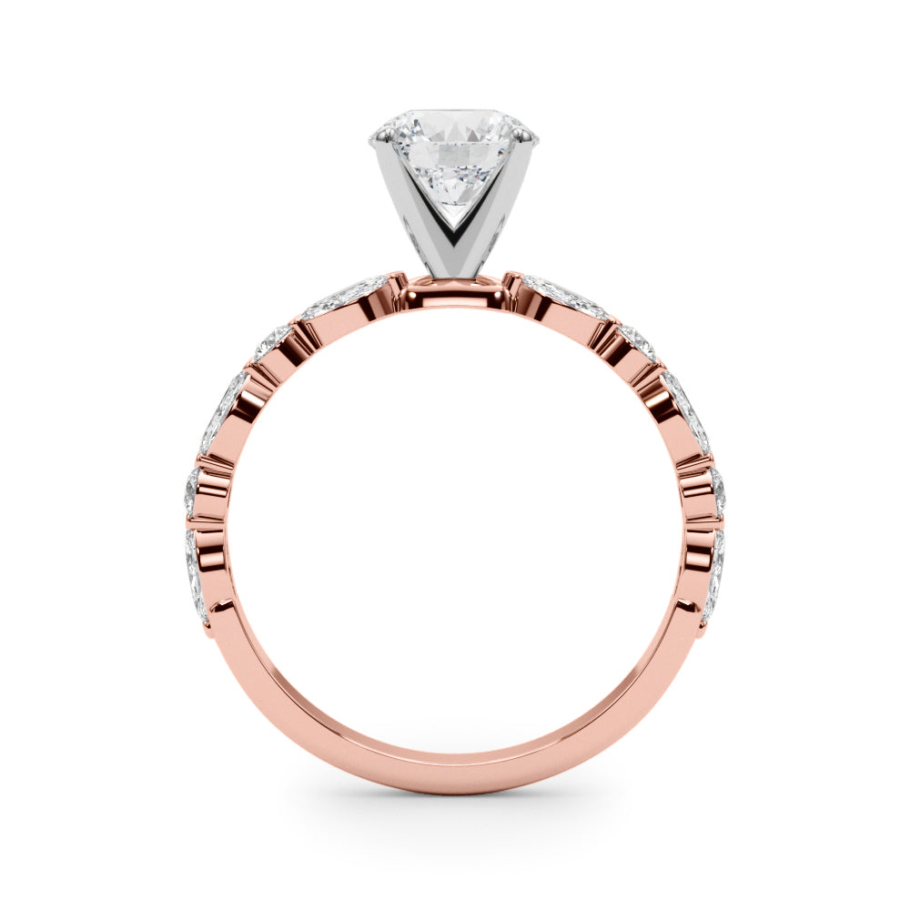LUX-85225 Marquise And Round Brilliant Cut Floating Diamond Engagment Ring Luxury Diamonds