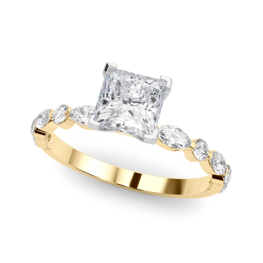 LUX-85225 Marquise And Round Brilliant Cut Floating Diamond Engagment Ring Luxury Diamonds