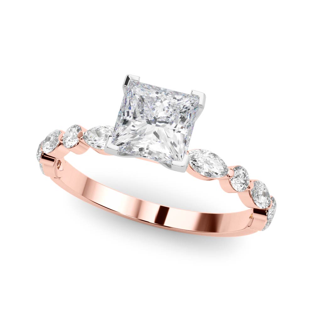 LUX-85225 Marquise And Round Brilliant Cut Floating Diamond Engagment Ring Luxury Diamonds