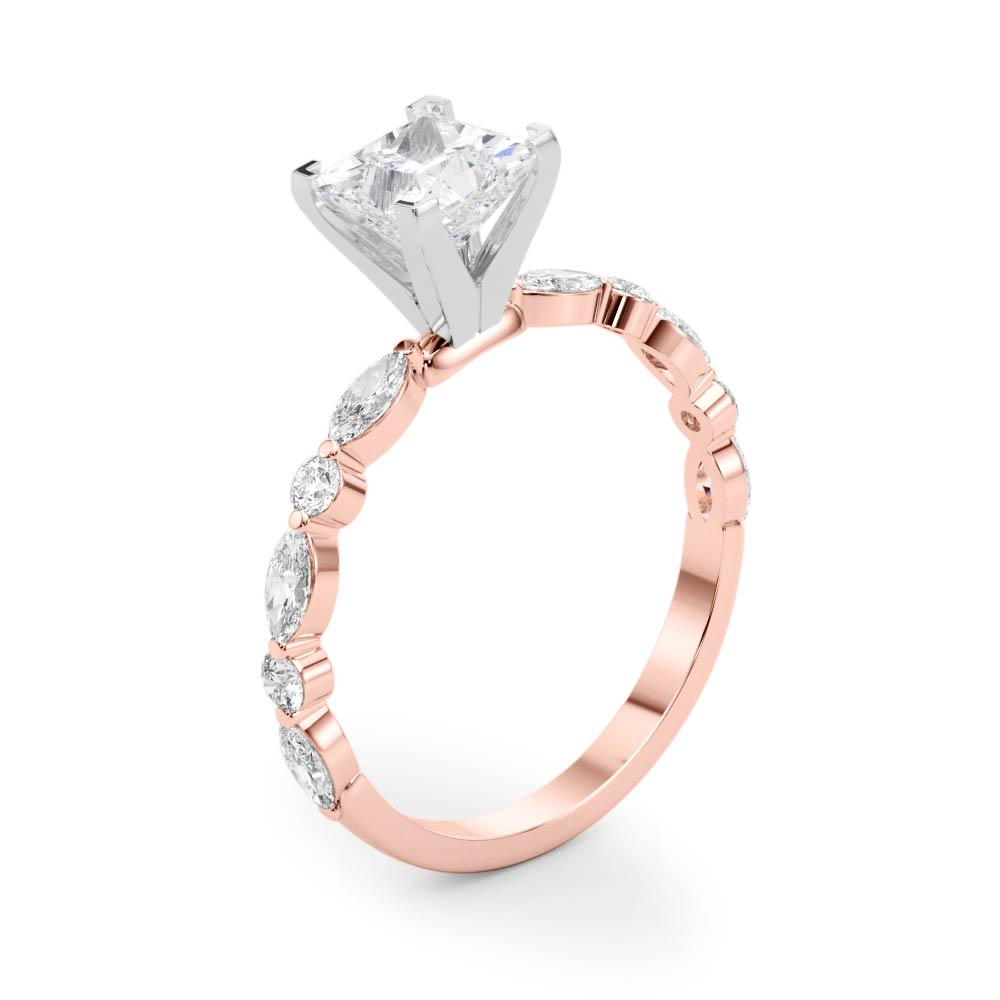 LUX-85225 Marquise And Round Brilliant Cut Floating Diamond Engagment Ring Luxury Diamonds