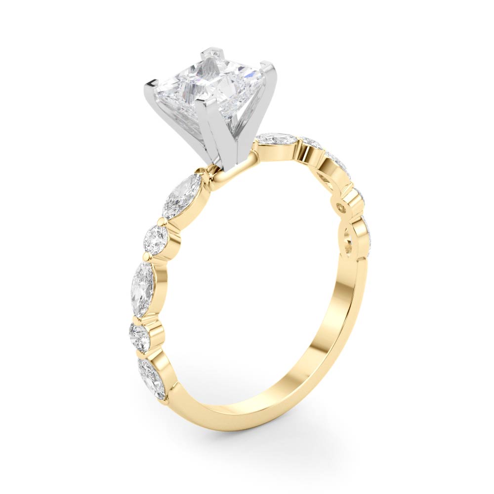 LUX-85225 Marquise And Round Brilliant Cut Floating Diamond Engagment Ring Luxury Diamonds