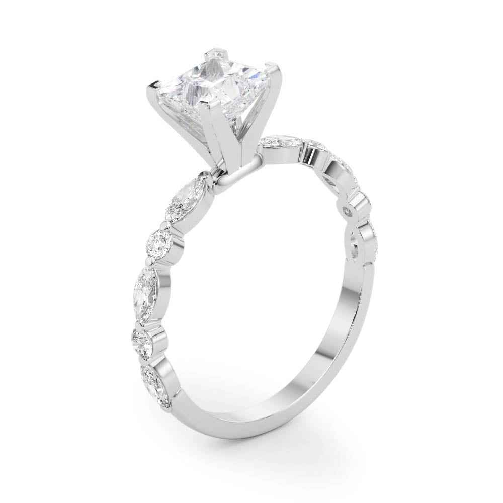 LUX-85225 Marquise And Round Brilliant Cut Floating Diamond Engagment Ring Luxury Diamonds