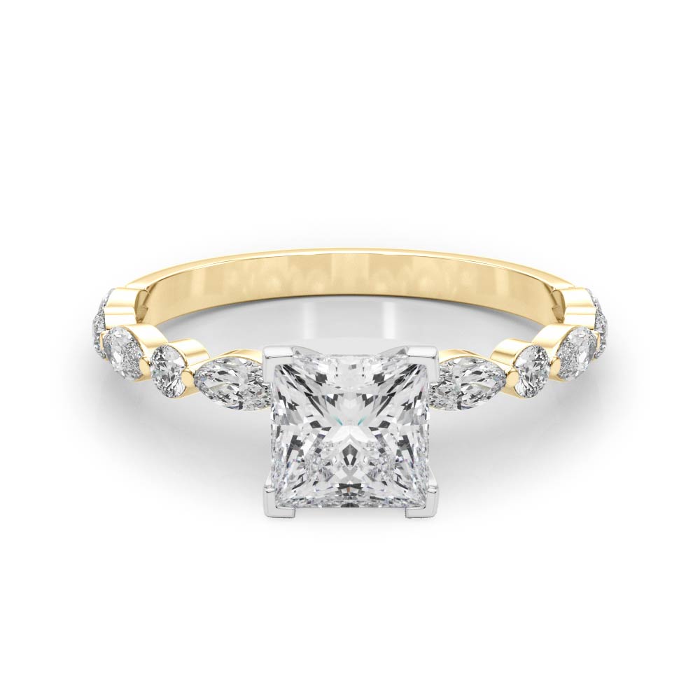 LUX-85225 Marquise And Round Brilliant Cut Floating Diamond Engagment Ring Luxury Diamonds