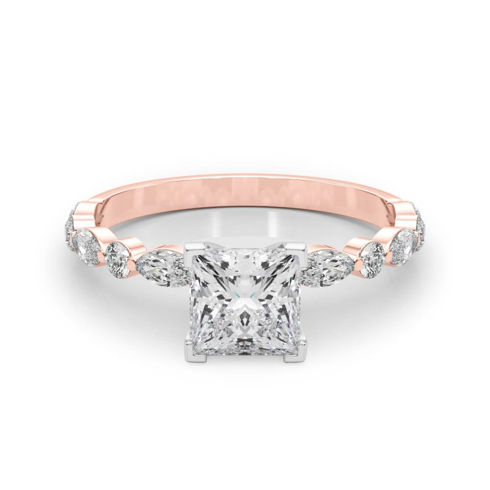 LUX-85225 Marquise And Round Brilliant Cut Floating Diamond Engagment Ring Luxury Diamonds