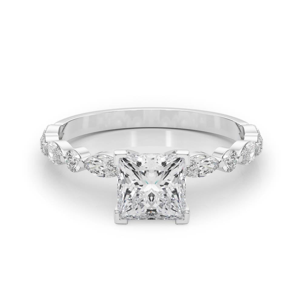 LUX-85225 Marquise And Round Brilliant Cut Floating Diamond Engagment Ring Luxury Diamonds