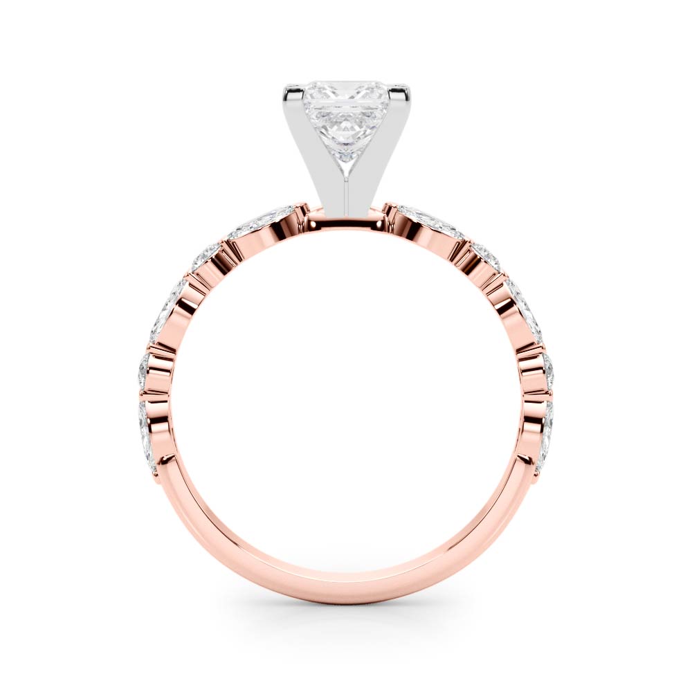 LUX-85225 Marquise And Round Brilliant Cut Floating Diamond Engagment Ring Luxury Diamonds