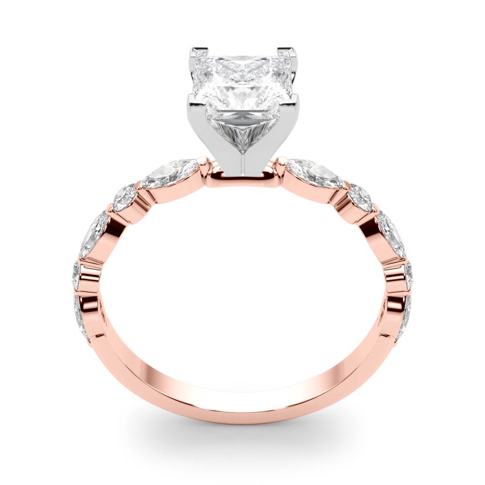 LUX-85225 Marquise And Round Brilliant Cut Floating Diamond Engagment Ring Luxury Diamonds