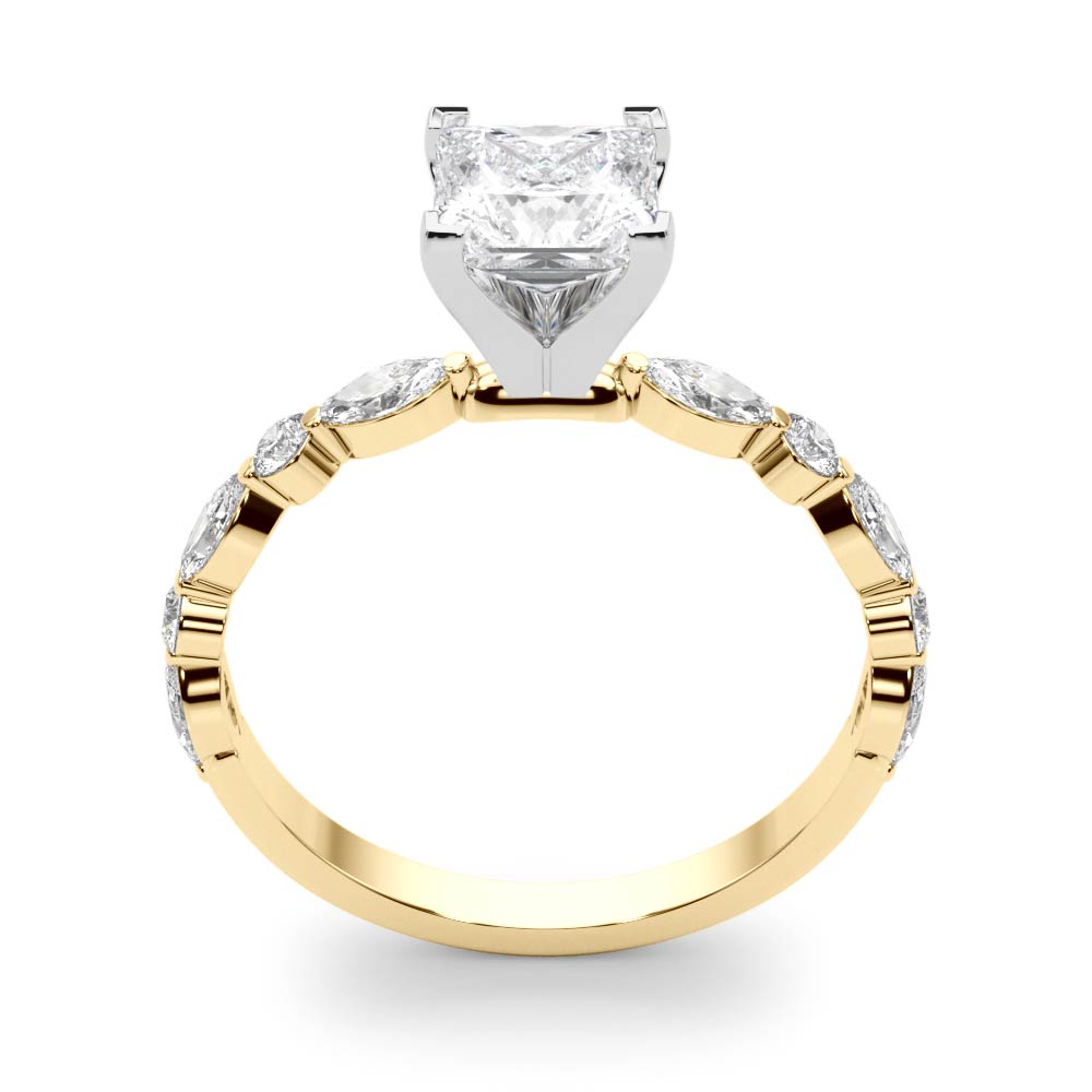 LUX-85225 Marquise And Round Brilliant Cut Floating Diamond Engagment Ring Luxury Diamonds