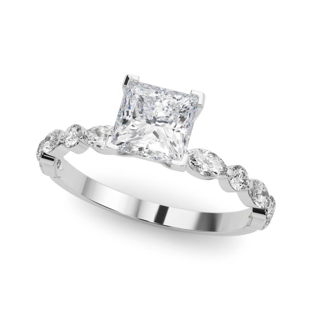 LUX-85225 Marquise And Round Brilliant Cut Floating Diamond Engagment Ring Luxury Diamonds