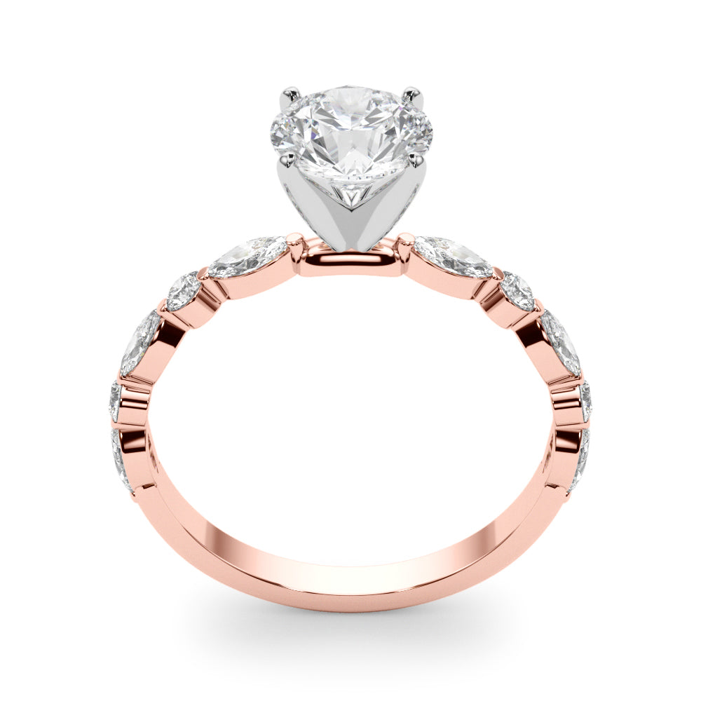LUX-85225 Marquise And Round Brilliant Cut Floating Diamond Engagment Ring Luxury Diamonds