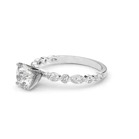 LUX-85225 Marquise And Round Brilliant Cut Floating Diamond Engagment Ring Luxury Diamonds