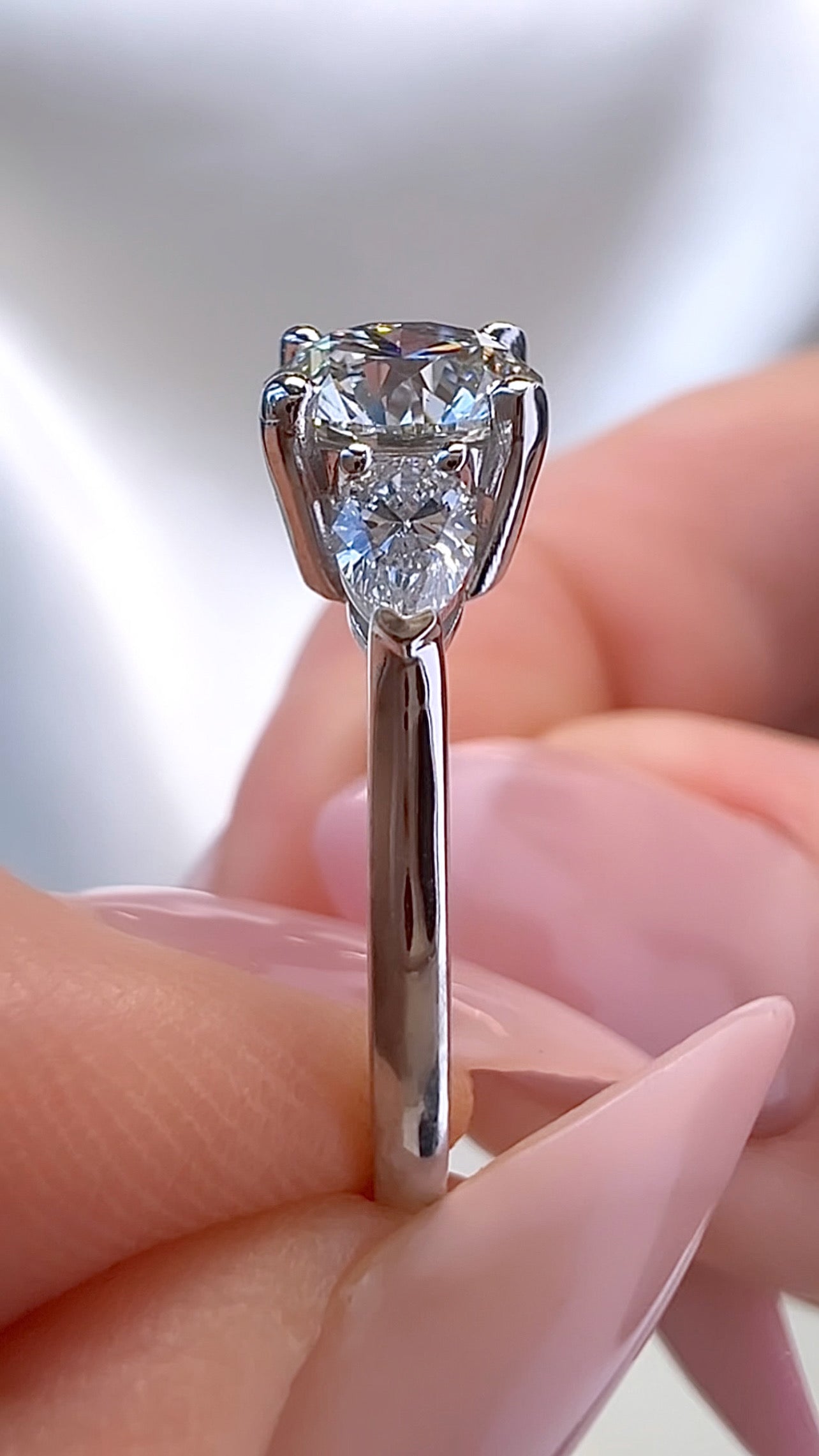 1.54CT Total Weight Round Brilliant Cut Lab Diamond Three Stone Ring