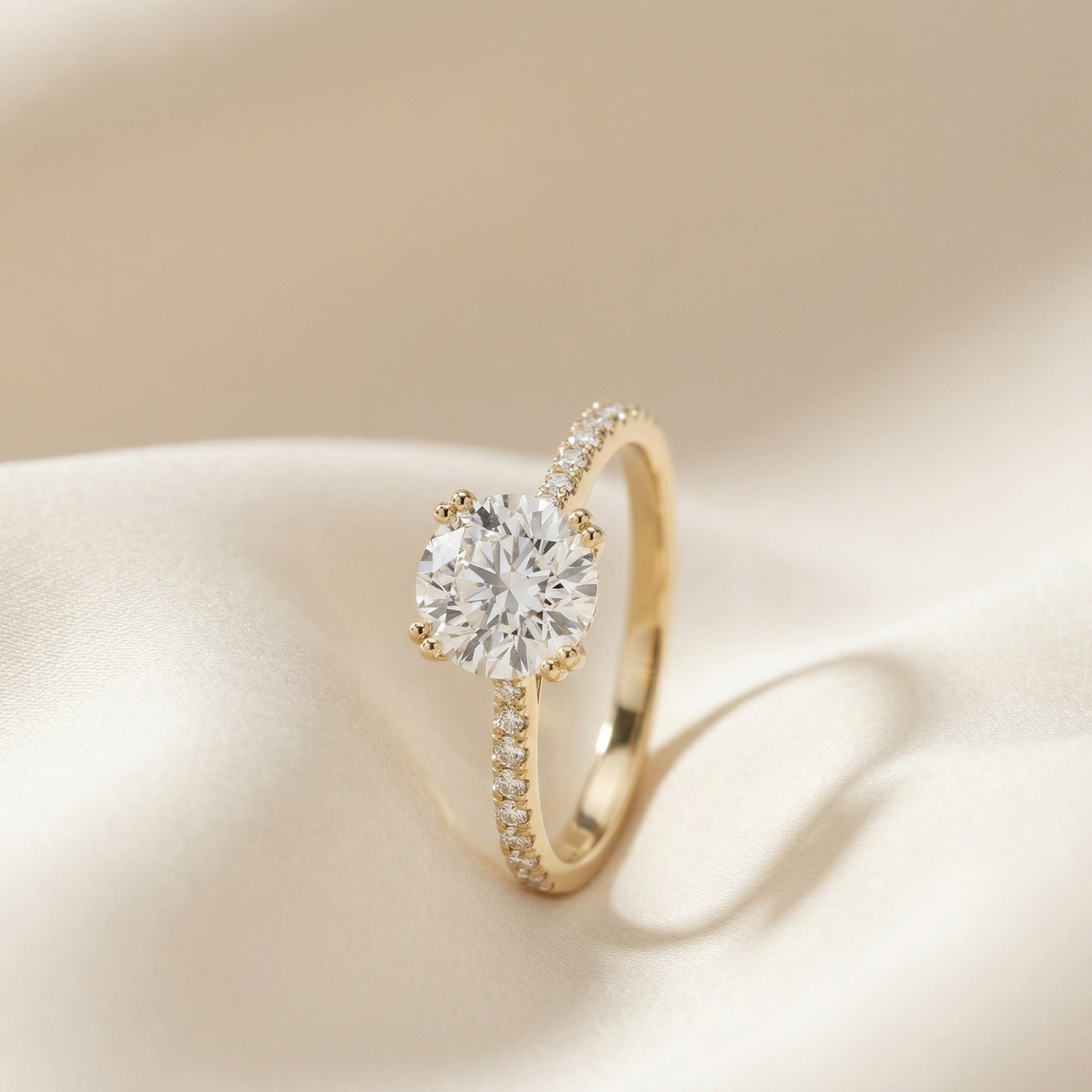 LUX-51048-E Pave Engagement Ring With Diamonds On The Bridge